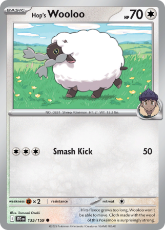 Pokémonkaart Hop's Wooloo nummer 135/159 uit de set Journey Together (Scarlet & Violet)
