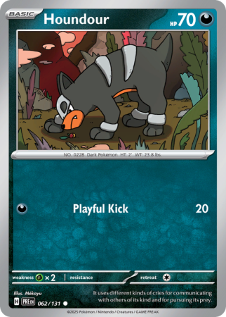 Pokémonkaart Houndour nummer 62/131 uit de set Prismatic Evolutions (Scarlet & Violet)