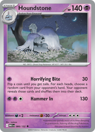 Pokémonkaart Houndstone nummer 66/132 uit de set Mega Evolution