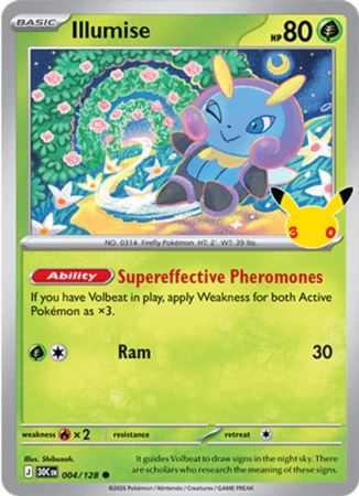 Pokémonkaart Illumise nummer 004/128 uit de set 30th Celebration (Mega Evolution)