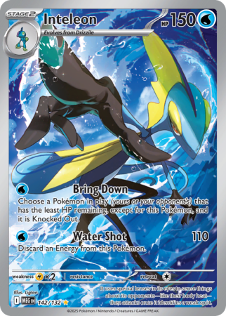Pokémonkaart Inteleon nummer 142/132 uit de set Mega Evolution