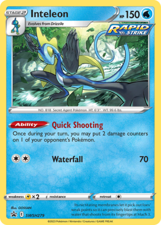 Pokémonkaart Inteleon nummer SWSH279/103 uit de set SWSH Black Star Promos (Sword & Shield)