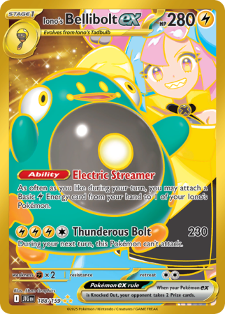 Pokémonkaart Iono's Bellibolt ex nummer 188/159