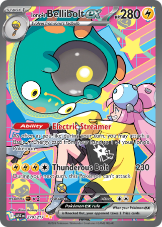Pokémonkaart Iono's Bellibolt ex nummer 279/217