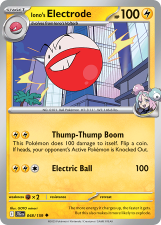 Pokémonkaart Iono's Electrode nummer 48/159 uit de set Journey Together (Scarlet & Violet)