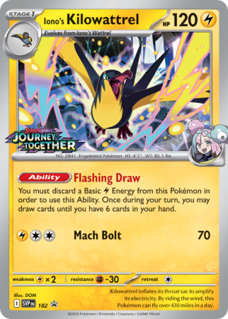 Pokémonkaart Iono's Kilowattrel nummer 182/14