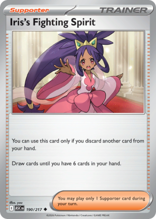 Pokémonkaart Iris's Fighting Spirit nummer 190/217 uit de set Ascended Heroes (Mega Evolution)