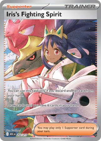 Pokémonkaart Iris's Fighting Spirit nummer 292/217