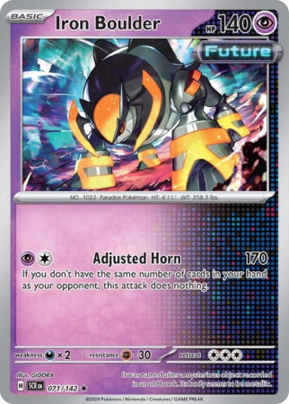 Pokémonkaart Iron Boulder nummer 71/142 uit de set Stellar Crown (Scarlet & Violet)