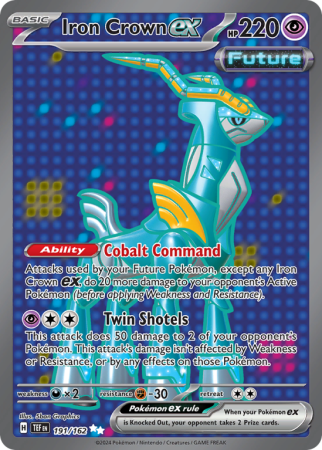 Pokémonkaart Iron Crown ex nummer 191/162 uit de set Temporal Forces (Scarlet & Violet)