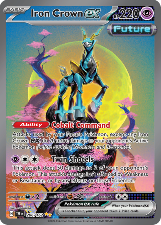 Pokémonkaart Iron Crown ex nummer 206/162 uit de set Temporal Forces (Scarlet & Violet)