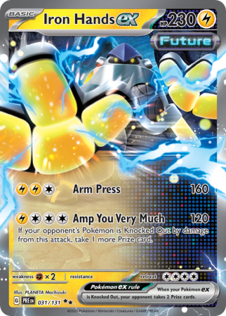 Pokémonkaart Iron Hands ex nummer 31/131 uit de set Prismatic Evolutions (Scarlet & Violet)