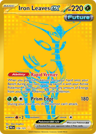 Pokémonkaart Iron Leaves ex nummer 176/131 uit de set Prismatic Evolutions (Scarlet & Violet)
