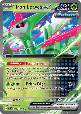 Pokémonkaart Iron Leaves ex nummer 25/162 uit de set Temporal Forces (Scarlet & Violet)