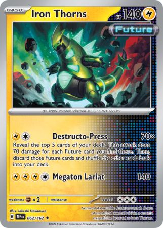 Pokémonkaart Iron Thorns nummer 62/162 uit de set Temporal Forces (Scarlet & Violet)