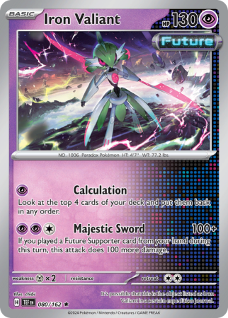 Pokémonkaart Iron Valiant nummer 80/162 uit de set Temporal Forces (Scarlet & Violet)