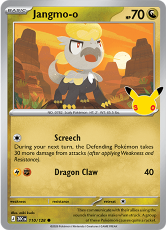Pokémonkaart Jangmo-o nummer 110/128 uit de set 30th Celebration (Mega Evolution)