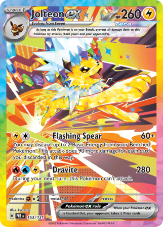 Pokémonkaart Jolteon ex nummer 153/131 uit de set Prismatic Evolutions (Scarlet & Violet)