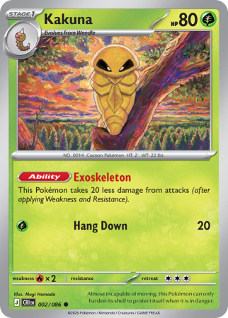 Pokémonkaart Kakuna nummer 2/86 uit de set Chaos Rising (Mega Evolution)