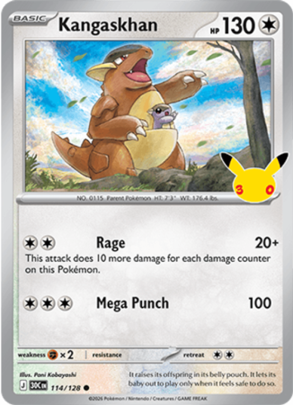Pokémonkaart Kangaskhan nummer 114/128