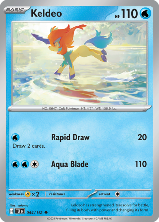 Pokémonkaart Keldeo nummer 44/162 uit de set Temporal Forces (Scarlet & Violet)
