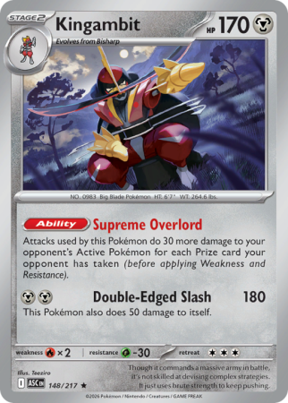 Pokémonkaart Kingambit nummer 148/217 uit de set Ascended Heroes (Mega Evolution)