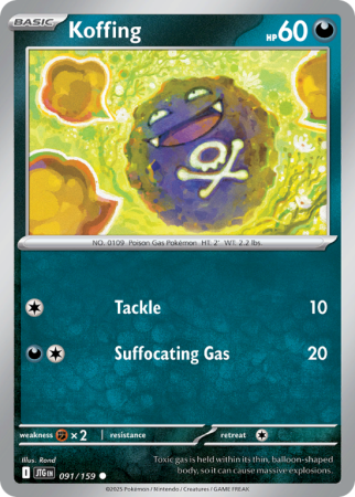 Pokémonkaart Koffing nummer 91/159 uit de set Journey Together (Scarlet & Violet)