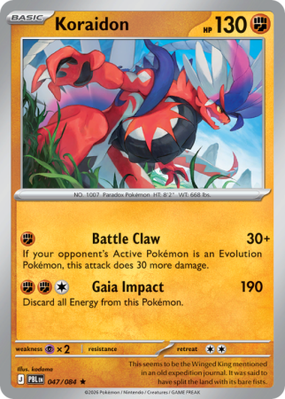 Pokémonkaart Koraidon nummer 47/84 uit de set Pitch Black (Mega Evolution)