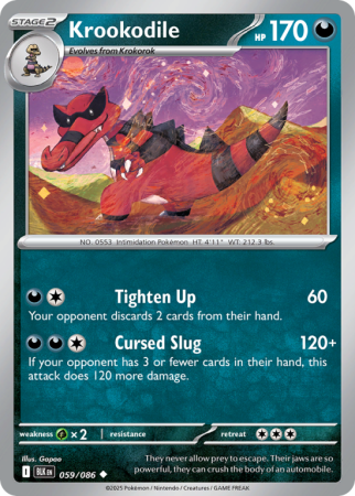 Pokémonkaart Krookodile nummer 59/86 uit de set Black Bolt (Scarlet & Violet)