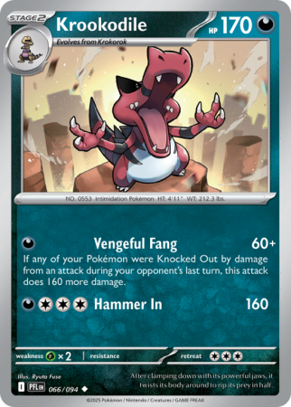 Pokémonkaart Krookodile nummer 66/94