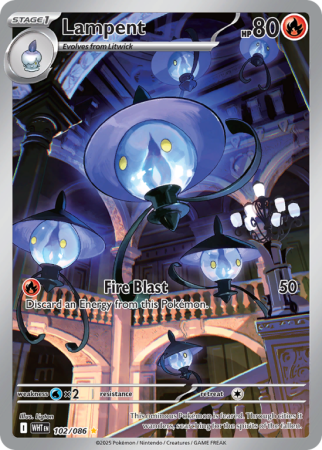 Pokémonkaart Lampent nummer 102/86 uit de set White Flare (Scarlet & Violet)