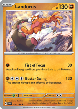 Pokémonkaart Landorus nummer 110/191 uit de set Surging Sparks (Scarlet & Violet)