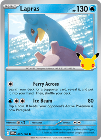 Pokémonkaart Lapras nummer 017/128 uit de set 30th Celebration (Mega Evolution)