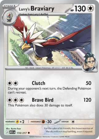 Pokémonkaart Larry's Braviary nummer 174/217 uit de set Ascended Heroes (Mega Evolution)