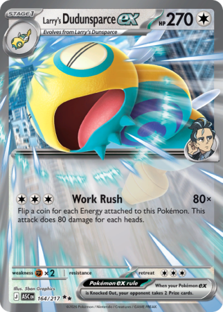 Pokémonkaart Larry's Dudunsparce ex nummer 164/217