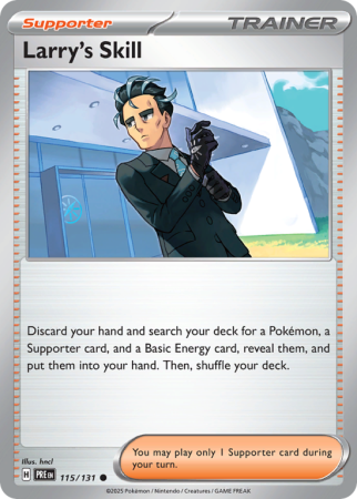Pokémonkaart Larry's Skill nummer 115/131 uit de set Prismatic Evolutions (Scarlet & Violet)