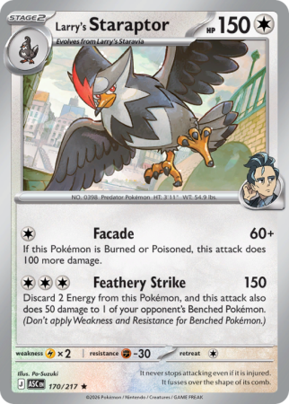 Pokémonkaart Larry's Staraptor nummer 170/217 uit de set Ascended Heroes (Mega Evolution)