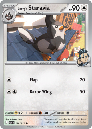 Pokémonkaart Larry's Staravia nummer 169/217 uit de set Ascended Heroes (Mega Evolution)