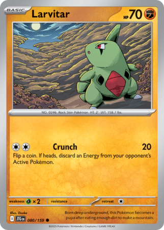 Pokémonkaart Larvitar nummer 80/159 uit de set Journey Together (Scarlet & Violet)