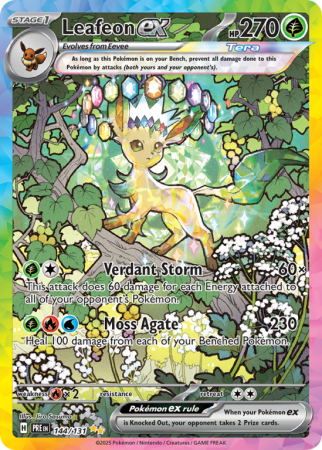 Pokémonkaart Leafeon ex nummer 144/131 uit de set Prismatic Evolutions (Scarlet & Violet)