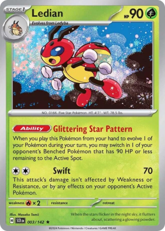 Pokémonkaart Ledian nummer 3/142 uit de set Stellar Crown (Scarlet & Violet)