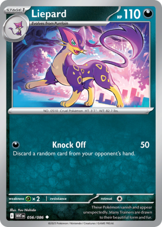 Pokémonkaart Liepard nummer 56/86 uit de set White Flare (Scarlet & Violet)