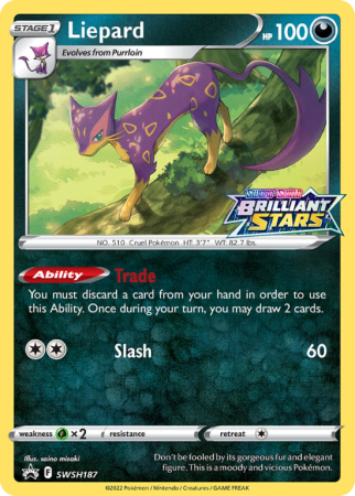 Pokémonkaart Liepard nummer SWSH187/103