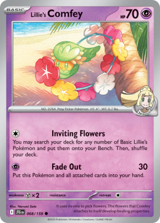 Pokémonkaart Lillie's Comfey nummer 68/159