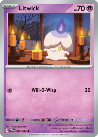 Pokémonkaart Litwick nummer 36/84 uit de set Pitch Black (Mega Evolution)
