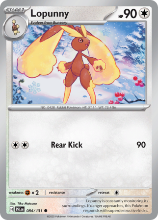 Pokémonkaart Lopunny nummer 84/131