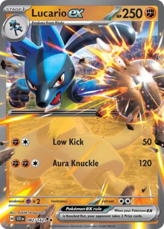 Pokémonkaart Lucario ex nummer 82/142 uit de set Stellar Crown (Scarlet & Violet)