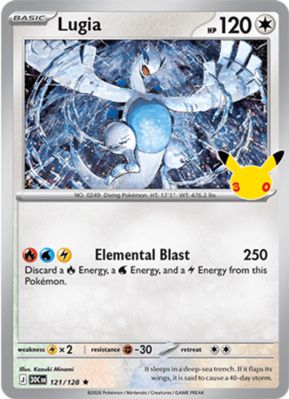 Pokémonkaart Lugia nummer 121/128 uit de set 30th Celebration (Mega Evolution)