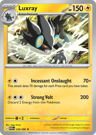 Pokémonkaart Luxray nummer 28/88 uit de set Perfect Order (Mega Evolution)