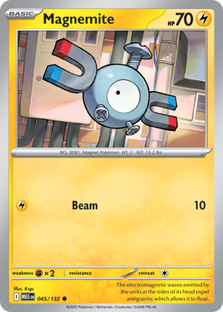 Pokémonkaart Magnemite nummer 45/132 uit de set Mega Evolution